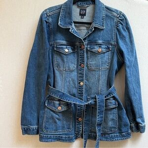 GAP Women's Blue Denim Jacket with Belt Sz M